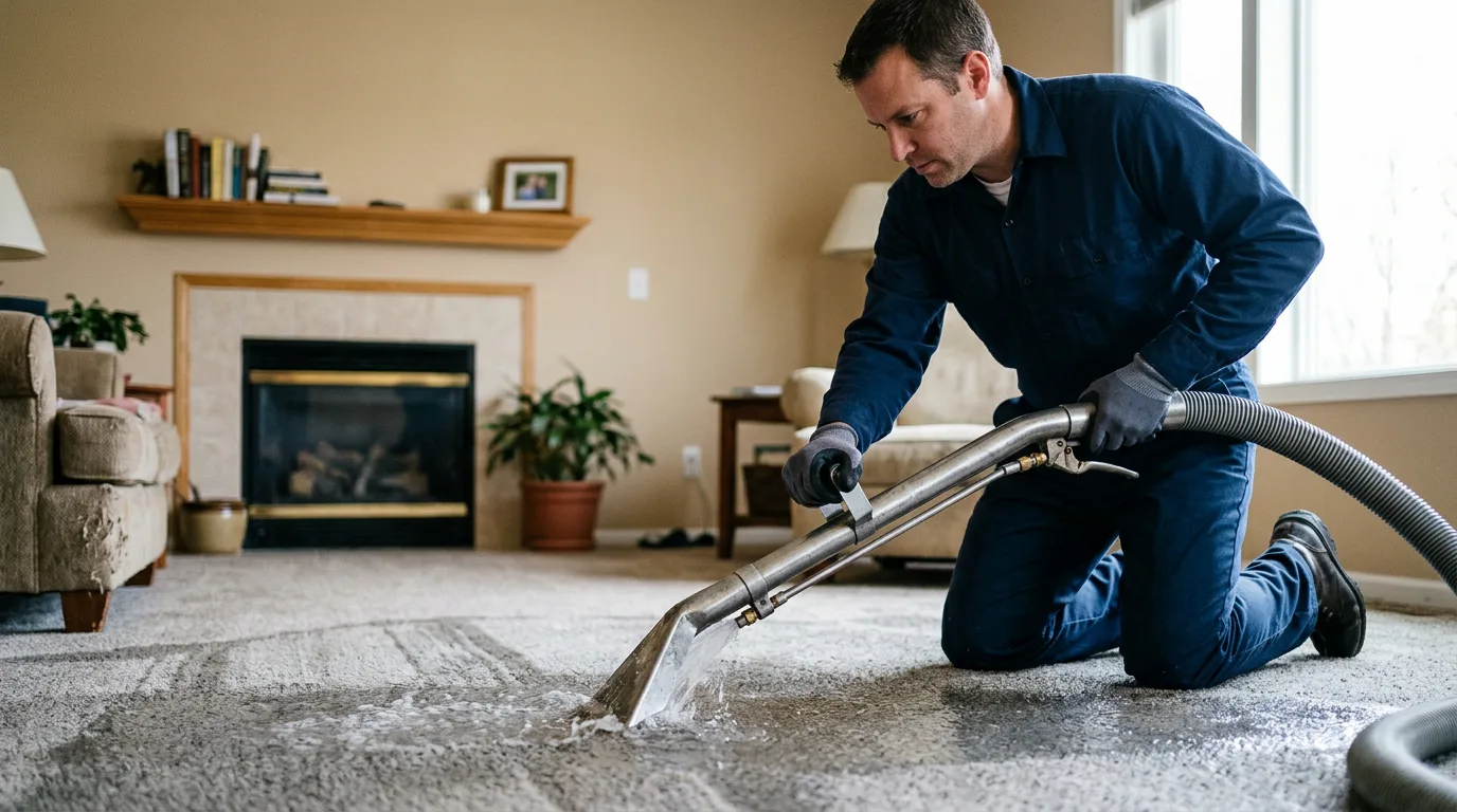 Water damage restoration technician working near Chatham, MS